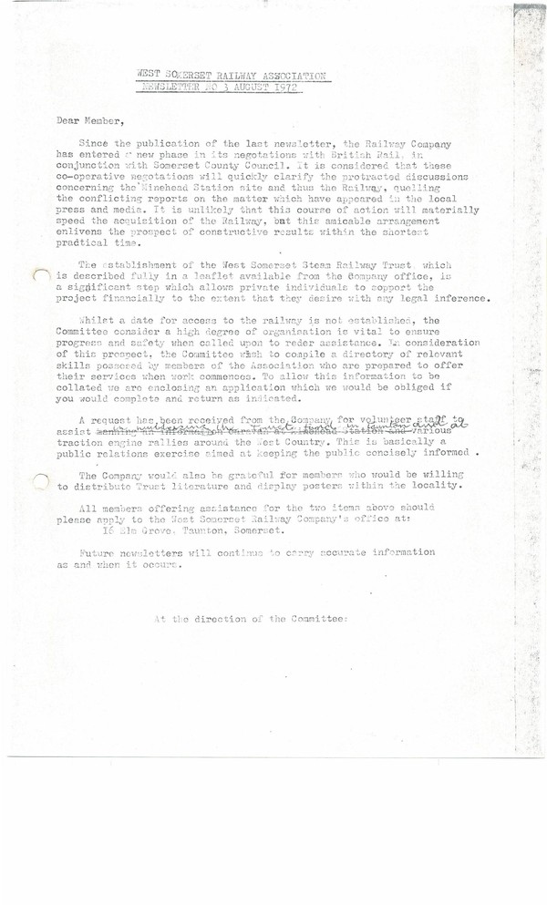 Newsletter No 3 - August 1972