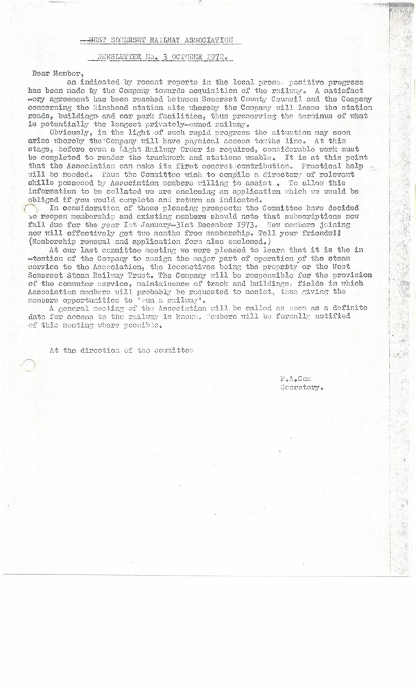 Newsletter No 3 - October 1972