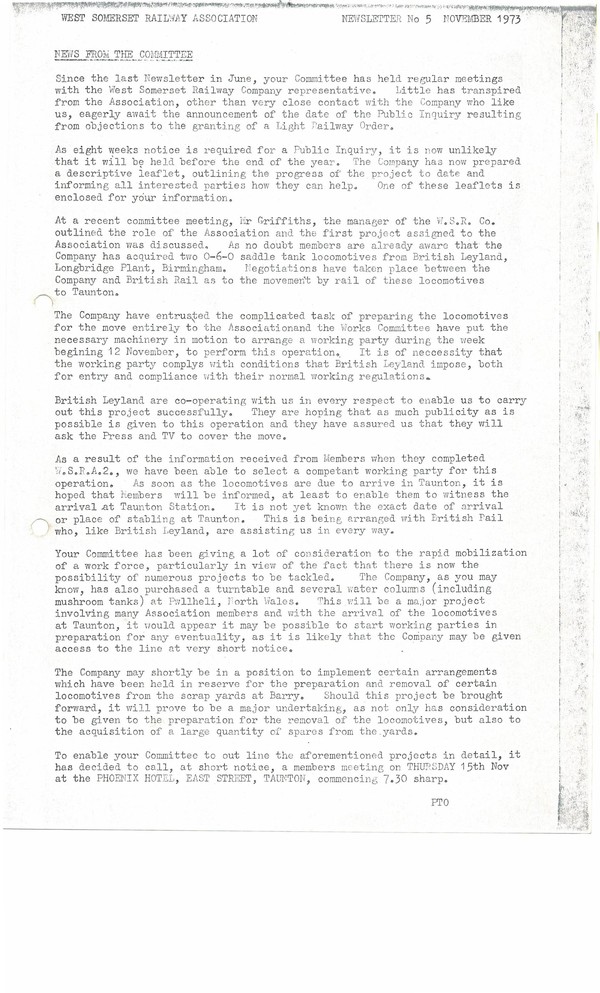 Newsletter No 5 - November 1973