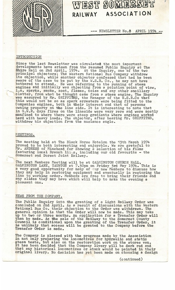 Newsletter No 8 - April 1974
