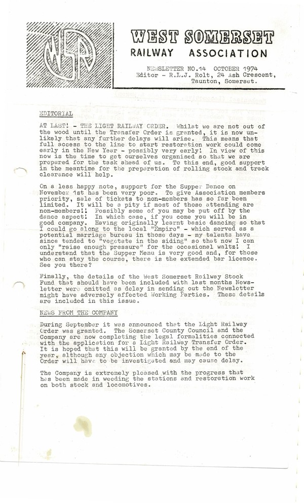 Newsletter No 14 - October 1974