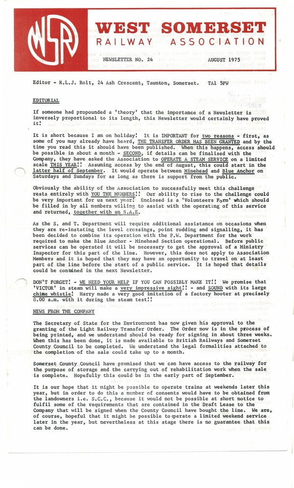 Newsletter No 24 - August 1975