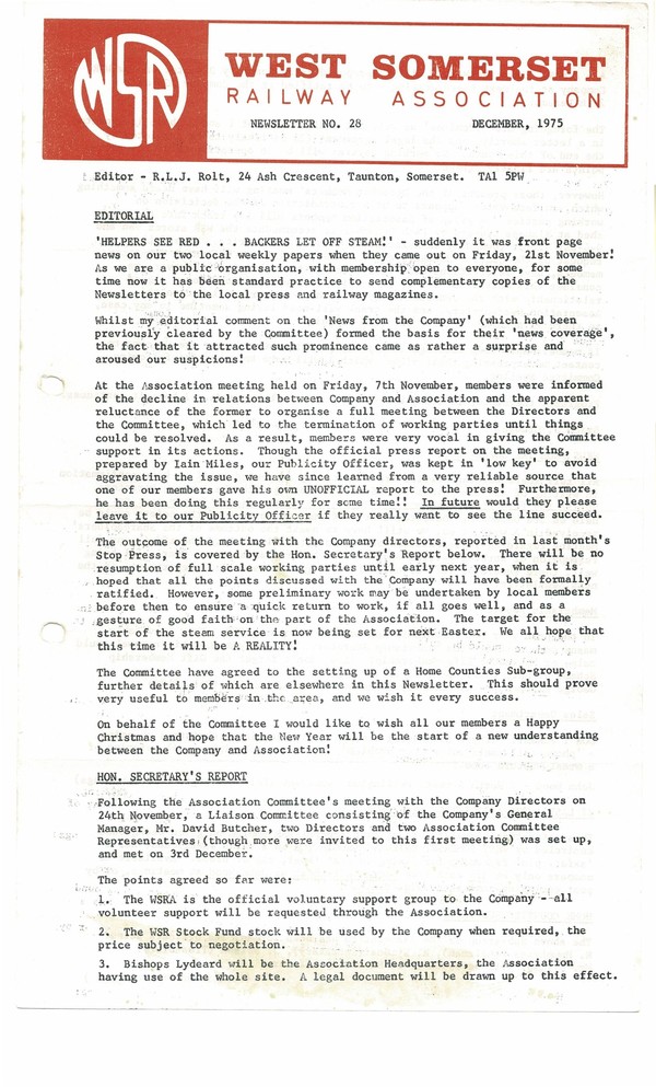 Newsletter No 28 - December 1975