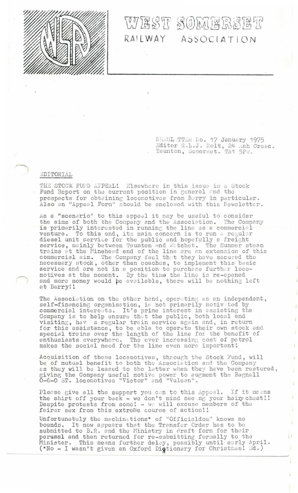 Newsletter No 17 - January 1975