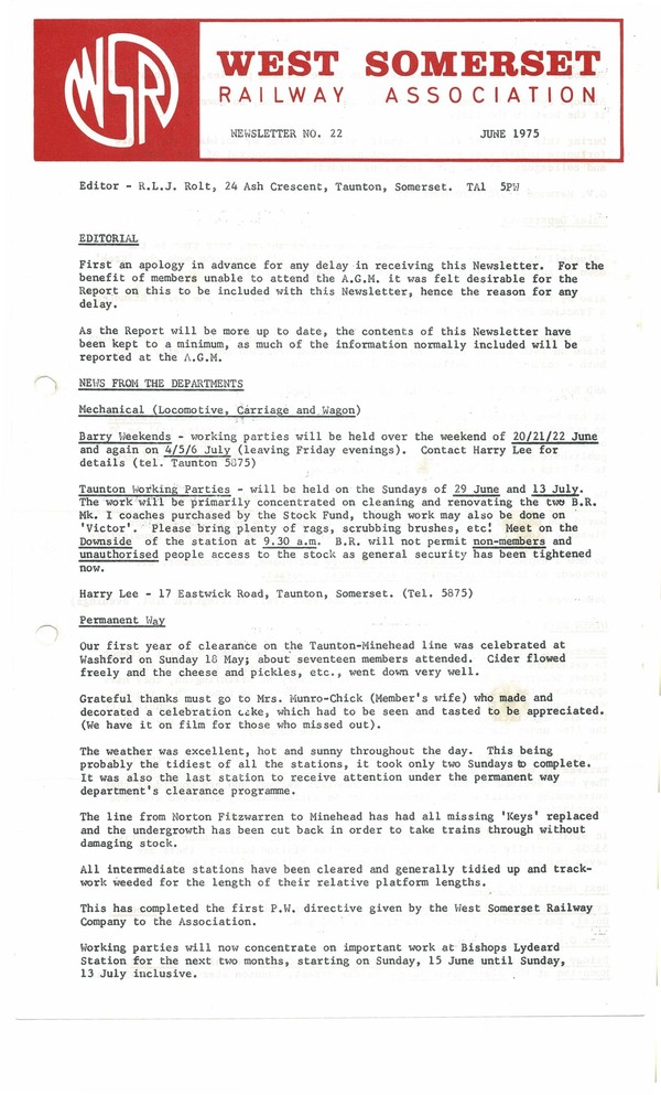 Newsletter No 22 - June 1975