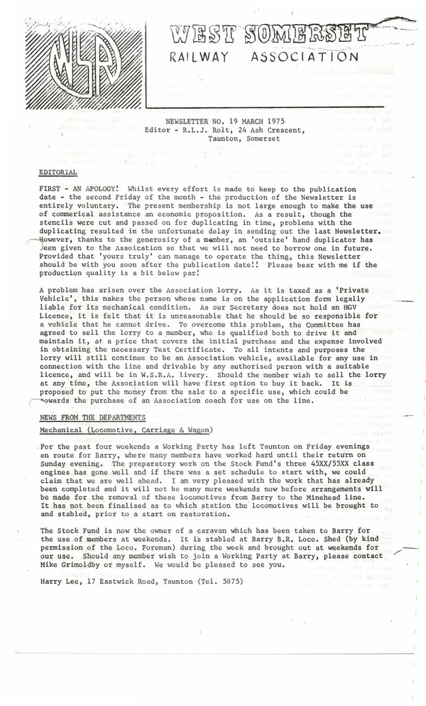 Newsletter No 19 - March 1975