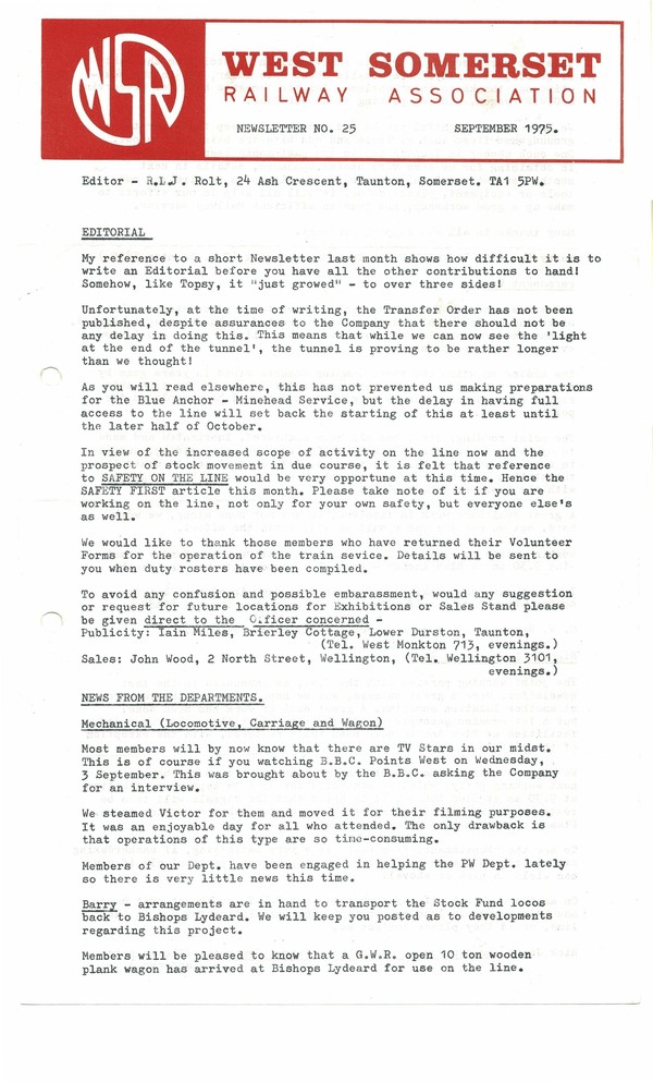 Newsletter No 25 - September 1975