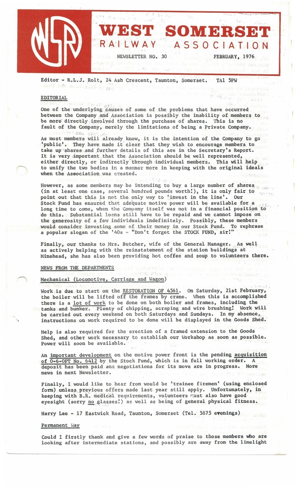 Newsletter No 30 - February 1976