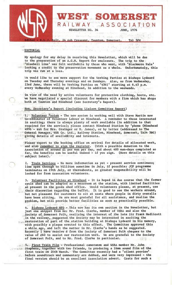 Newsletter No 34 - June 1976