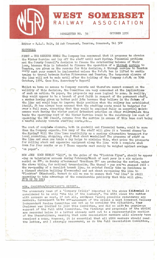 Newsletter No 38 - October 1976