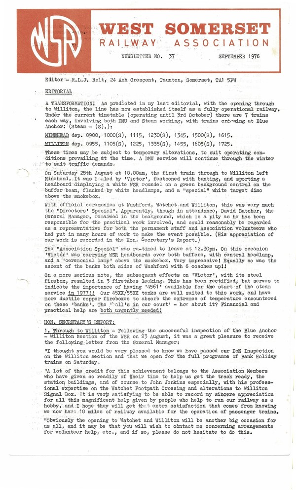 Newsletter No 37 - September 1976
